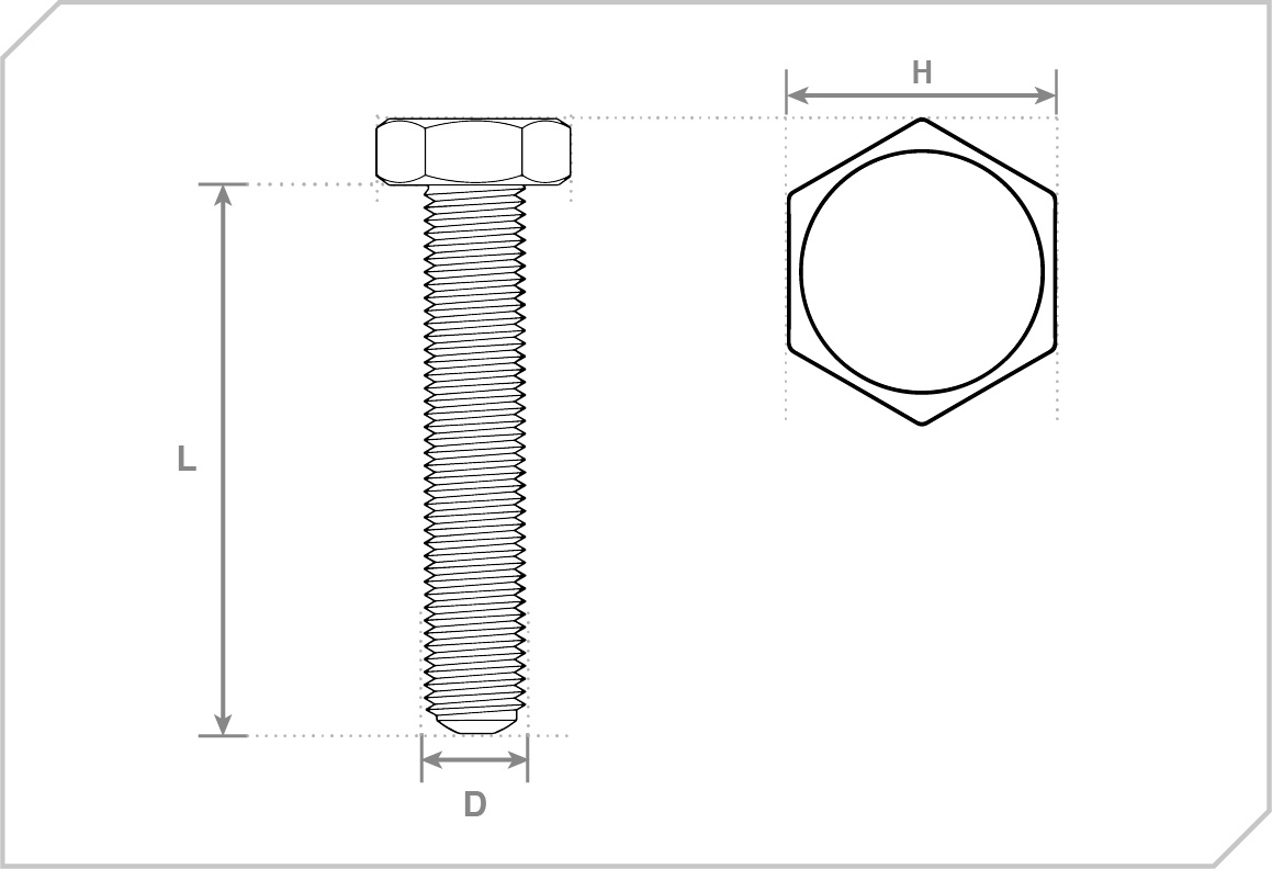 Hexagonal head bolts - drawing - GSYM technoplan - Fasteners specialists