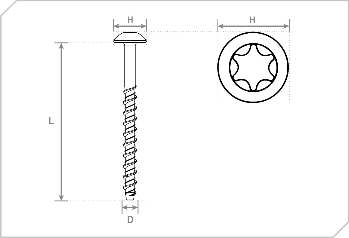 Concrete screws – Heavy duty mushroom head - drawing - GSYM Technoplan